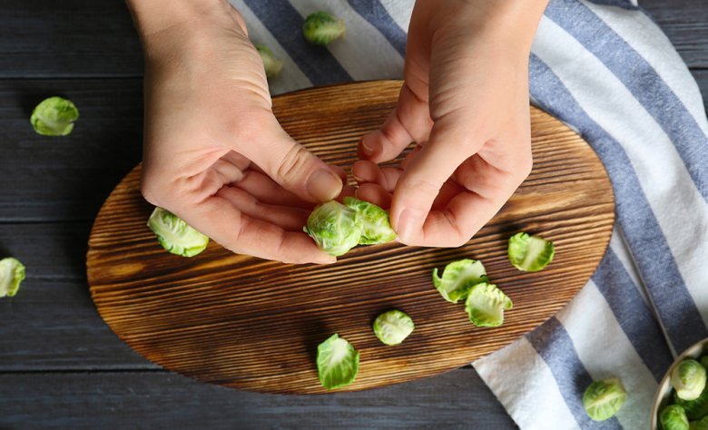 The outer leaves of the Brussels sprouts should be removed before preparation.