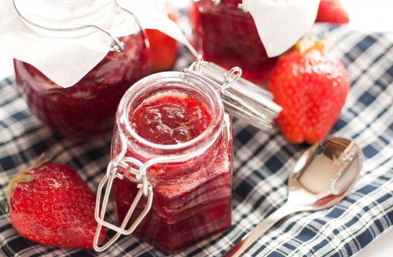 Strawberry jam is a popular classic.